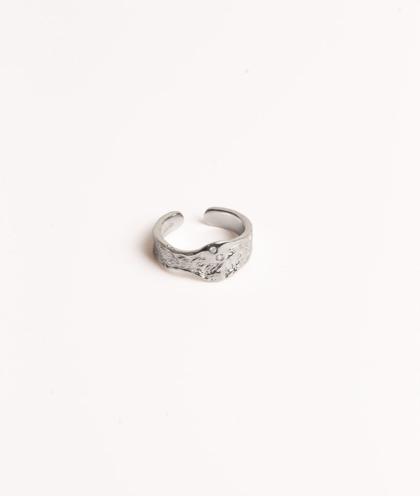 Queen justerbar ring i sølv med 2 zirconia sten