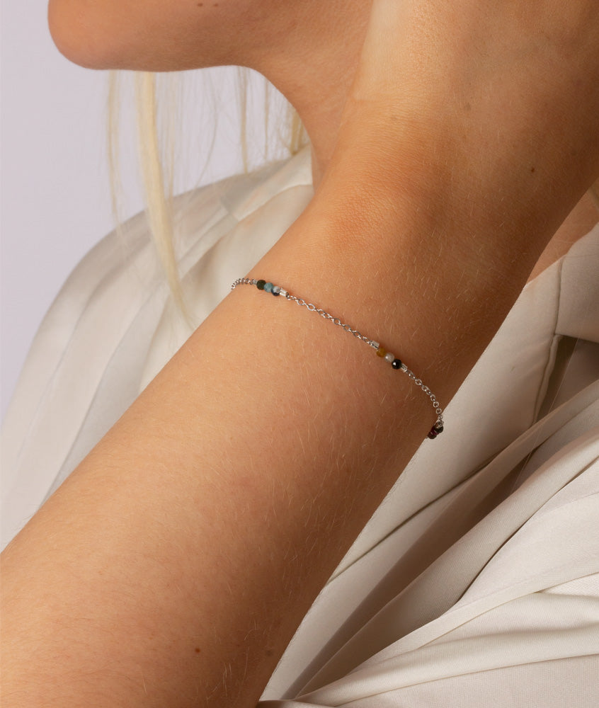 Together armbånd med forskelligfarvet perler i sølv til kvinder
