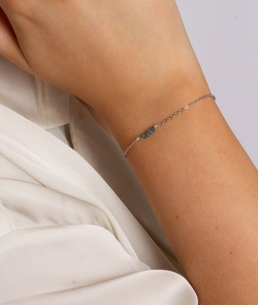 Armbånd med blå rådiamanter til kvinde i sølv